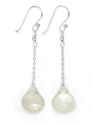 Sterling Silver Chain Stone Drop Earrings, Moonstone