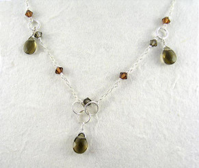 Sterling Silver Bead Chain Necklace, Smoky