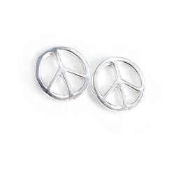 Sterling Silver Peace Sign Stud Post Earrings