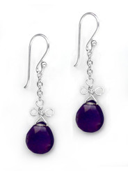 Sterling Silver Wire Loop Stone Drop Earrings, Amethyst
