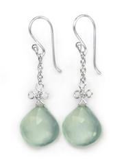 Sterling Silver Wire Loop Stone Drop Earrings, Blue Chalcedony