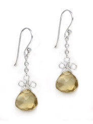 Sterling Silver Wire Loop Stone Drop Earrings, Citrine
