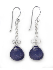 Sterling Silver Wire Loop Stone Drop Earrings, Iolite
