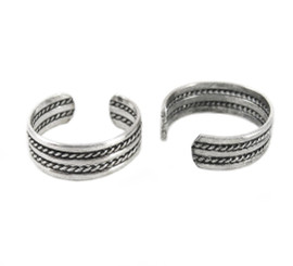 Sterling Silver Rope Stripe Band Ear Cuff Earring, One Piece