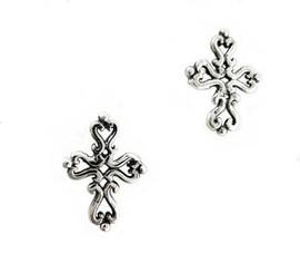 Sterling Silver Fancy Swirls Cross Post Earrings