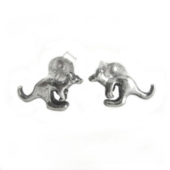Sterling Silver Jumping Kangaroo Post Stud Earrings