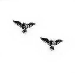 Sterling Silver American Bald Eagle Open Wings Stud Post Earrings