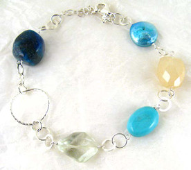 Stones and Link Sterling Silver Bracelet, Citrine Combo
