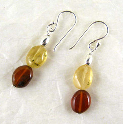 Stone Sterling Silver Drop Earrings, Hessonite