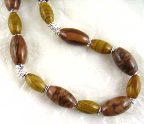 Stone Sterling Silver Necklace, Brown Jasper