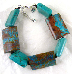 Stone Sterling Silver Bracelet, Blue Jasper