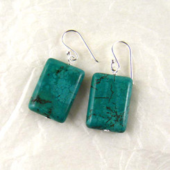 Stone Sterling Silver Drop Earrings, Howlite