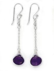 Sterling Silver Chain Stone Drop Earrings, Amethyst