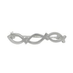 Sterling Silver Three Ichthys Fish Brooch Pin