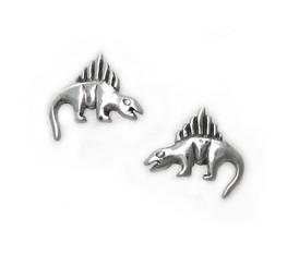 Sterling Silver Dimetrodon Dinosaur Stud Post Earrings