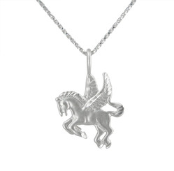 Sterling Silver Winged Pegasus Pendant Necklace