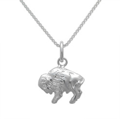Sterling Silver Buffalo Pendant Necklace