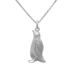 Sterling Silver Penguin Sideway Facing Pendant Necklace