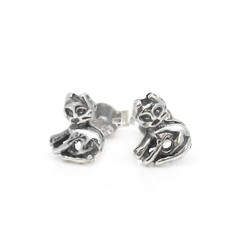 Sterling Silver Sweet Little Kittens Stud Post Earrings