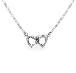 Sterling Silver Interlocking Hearts Station Necklace
