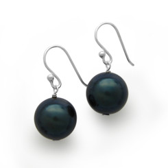 Sterling Silver Shell Pearl Drop Earrings, Peacock