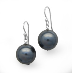 Sterling Silver Simulated Pearl Drop Earrings, Gray