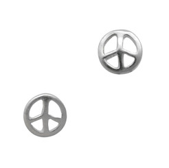 Sterling Silver Peace Sign Circle Stud Post Earrings