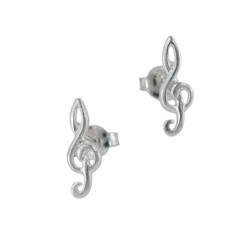 Sterling Silver Treble Clef Post Earrings