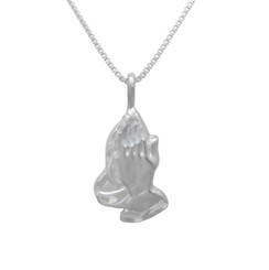 Sterling Silver Praying Hands Pendant Necklace