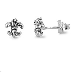 Sterling Silver Bijou Fleur De Lis Post Earrings