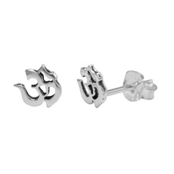 Sterling Silver Om Sign Post Earring