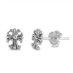 Sterling Silver Small Cross Pattee Post Earring
