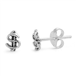 Sterling Silver Dollar Sign Post Earrings