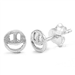 Sterling Silver Smiley Face Post Earrings