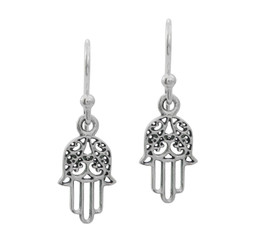 Sterling Silver Hamsa Dangle Earrings, 1 Inch