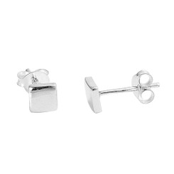Sterling Silver Raised Square Post Earring, 5mm