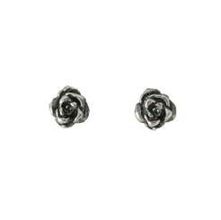 Sterling Silver Small Rose Blooms Stud Post Earrings