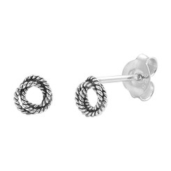 Sterling Silver Rope Coil Knot Post Earring