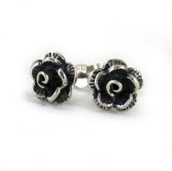 Sterling Silver Rose Flower Stud Post Earrings