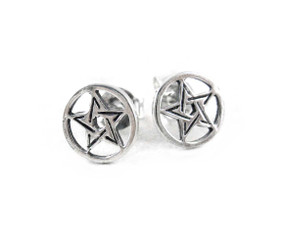 Sterling Silver Circle Star Post Earrings
