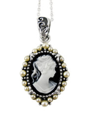 Pearl Radiance and Black Cameo Necklace