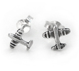 Sterling Silver Jet Plane Post Earrings