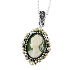 Pearl Radiance and Green Cameo Necklace