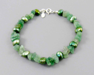 Pearls and Stones Sterling 7.5" Bracelet, Aventurine