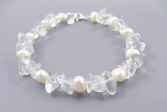 Pearls and Stones Sterling 7.5" Bracelet, Quartz