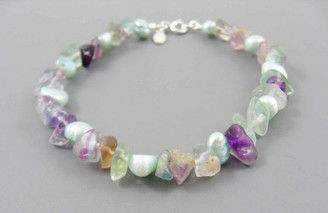 Pearls and Stones Sterling 7.5" Bracelet, Fluorite