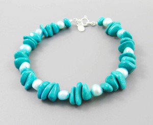 Pearls and Stones Sterling 7.5" Bracelet, Turquoise
