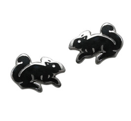 Sterling Silver Enamel Squirrel Stud Post Earrings, Black