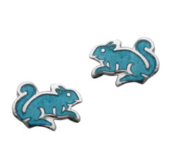Sterling Silver Enamel Squirrel Stud Post Earrings, Sky Blue