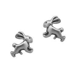 Sterling Silver Little Running Rabbit Stud Post Earrings